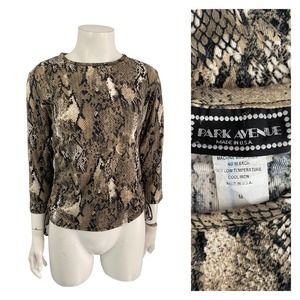 1990s Y2K Faux Snakeskin Tie Sexy Shirt Top / Women’s S/M